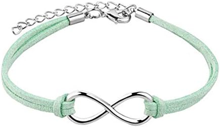 JewelryJo Handmade Leather Wrap Wristband Adjustable Bracelets with Infinity Symbol Multi Color for Women Girls Boys