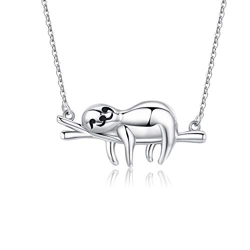 JUSTKIDSTOY Sloth Pendant Necklace Sterling Silver