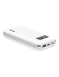 Cargador portátil TONV de alta capacidad con pantalla digital LCD para Macbook Air, Macbook Pro y más, blanco plateado