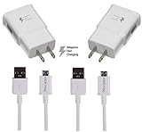 Galaxy S7 S7 Edge S6 S6 Edge LG G2 G3 G4 for Adaptive Fast Charger Micro USB 2.0 Cable Kit {Wall Charger + 5FT Cable} Fast Charging for up to 50% [Necano] (WHITE 2 Packs)