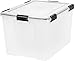 IRIS USA 74 Quart WEATHERPRO Plastic Storage Box with Durable Lid and Seal and Secure Latching Buckles, Clear with Black Buckles, 1 Pack