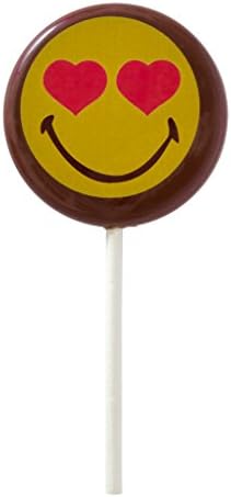 Smiley World Emoji Face Expressions Dark Chocolate Heart Lollipops Suckers "I LOVE YOU" Gourmet Personal Mothers Day Gift (Individual Pack)