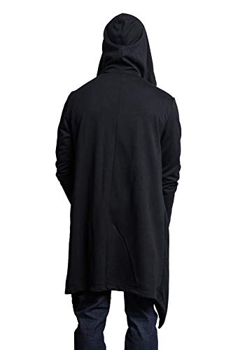 Victorious Men's Long Length Cloak Cardigan Hoodie JK701 - Black - Large - J7A - Thumbnail 3