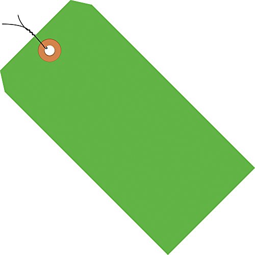 Aviditi Wired Shipping Tags, 2 3/4" x 1 3/8", 13 Pt, Fluorescent Green, With Re…
