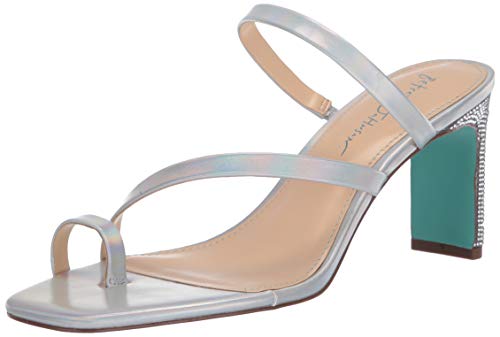 blue by betsey johnson mel bejeweled satin block heel dress sandals