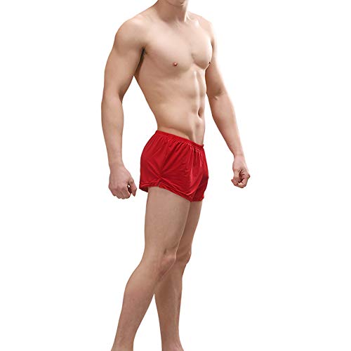 KAMUON Men's Sexy Breathable Built-in Pouch Boxers Underwear Lounge Sleep Shorts (US L = Asian Tag 2XL : Waist 36"-38", red) - Thumbnail 4
