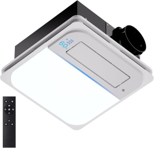 5-in-1 Bathroom Exhaust Fan with Light and Heater, Smart Humidity Sensor, 190