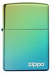 Zippo High Polish Teal Zippo Logo Pocket Lighter