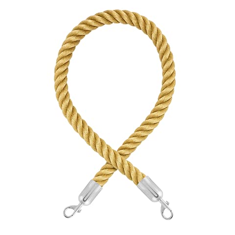 Barrier cord - premium - with carabiners (diameter 36 mm) - barrier rope with snap ends (1.5 m, beige/polished chrome)
