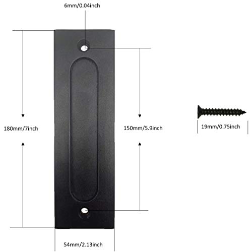 Fpz 7 inch Black Flush Pull Handle for Sliding Doors-Heavy Duty Modern Simple Invisible Flush Pull Handle for Gates Garages Sheds Barn Door, Pocket Door with Flat Bottom Easy to Install