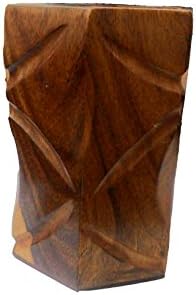 Maithil Art The Indian Arts Hand Carved Wooden Pen Stand Holder (4 Inches)