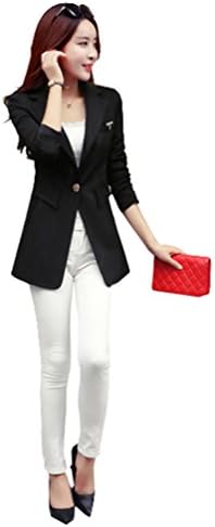 JZOEOEU Women's Juniors Work Office Blazers Long Slim Fit Blazers Business Jacket black Blazers 2xl