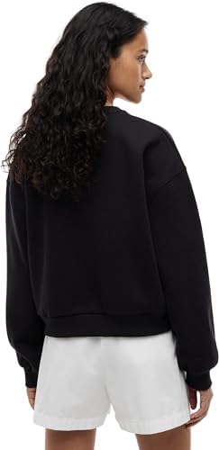 Donna Felpa Corp Logo Modern Relaxed Fit, Nero (Black), L