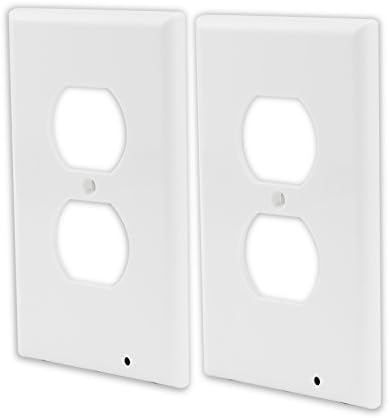 Martin Jerry LED Guide Light Outlet Covers, Outlet Wall Plate with LED night lights, built-in Sensor, No Batteries or Wires, easy installation (Duplex - 2 Pack)