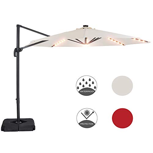 Patio Watcher 10FT Solar 35 LEDs Patio Umbrella Offset Cantilever