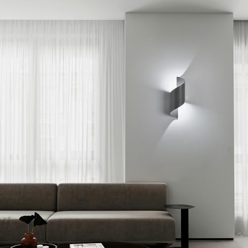 KUKAK LED wall lamp for indoor/outdoor 10 W, IP65 waterproof outdoor lamp, wall lamp for bedroom, cold white, 6000 K, modern wall light for garden, living room, anthracite.