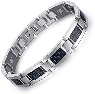 FLMG Pure Titanium Magnetic Bracelet for Men Germanium Far-Infrared Negative Ion 4 Healthy Therapy Elements