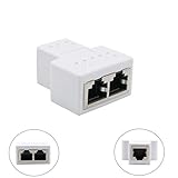 RJ45 Splitter Connectors Adapter 1 to 2 Ethernet Splitter Coupler Double Socket HUB Interface Contact Modular Plug Connect Network Socket Adapter for Cat5, Cat5e, Cat6, Cat7 (White)