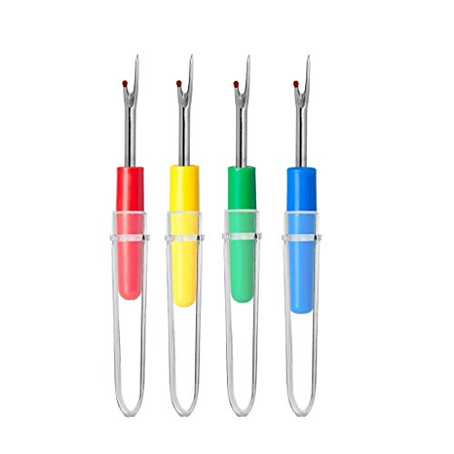 Eraimp 6 Pieces Sewing Seam Ripper Kit - Stork Scissors Gold Small Sharp Tip with 4 x Thread Seam Remover Stitch Unpicker Thread Cutter Tool & Trimming Scissor for Sewing Art Work,Threading,Needlework - Thumbnail 7