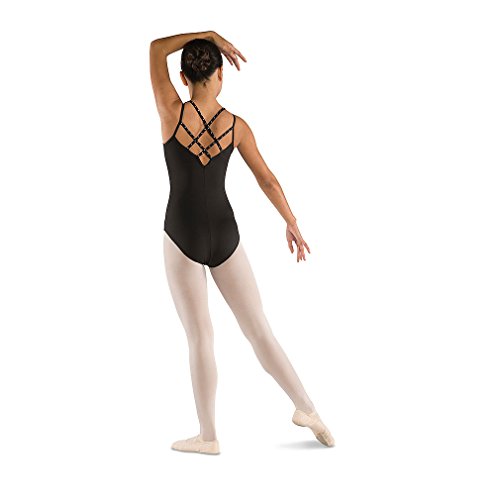 DanzNmotion By Danshuz Women's Strap Leotard - Black, Size Small, Lace Back With Shelf Bra