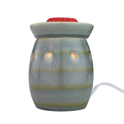 StarMoon Wax Melt Warmer Electric, Candle Warmer for Wax Melt, Home Fragrance Diffuser, Home DÃ©cor, No Flame, Removable Dish, with One More Bulb (D. Green & Gray)