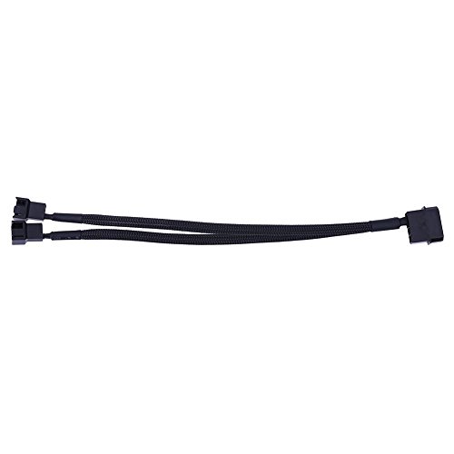 Vanpower 2Pcs 27cm Black Sleeved 4Pin IDE Molex to 2-Port 3Pin/4Pin Cooler Cooling Fan Splitter Power Cable