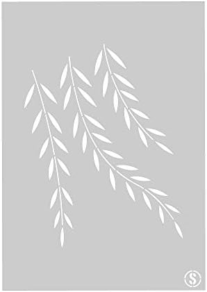 The Stencil Studio Willow Branches Stencil. Reusable Stencil suitable for stencilling walls, furniture, fabric and other arts & crafts. Suitable with any type of paint Size Medium (A3) (10400M)