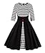KILLREAL Women's Half Sleeved Elegant Striped Business Casual Cocktail Dress