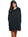 Zeagoo Women Cowl Collar Raglan Sleeve Solid Loose Pullover Hoodie Dress (Large, Navy Blue)