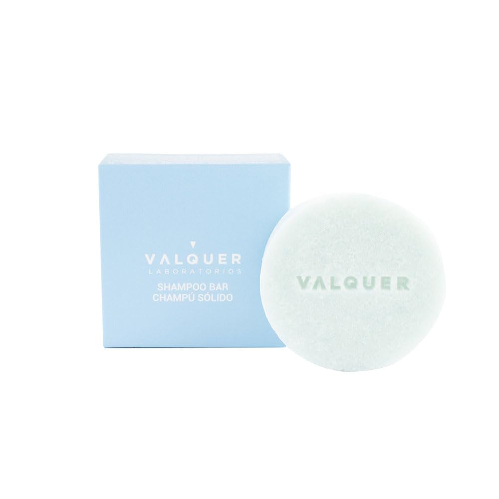 Valquer Laboratories Sky Solid Shampoo for All Hair Types. Zero% Formulation: Sulfate-Free, Soap-Free, Plastic-Free, Vegan, and Cruelty-Free. Enriched with Grape Seed and Aloe Vera. 50 g.