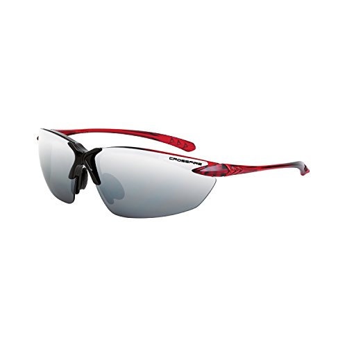 Crossfire Eyewear 9233 Sniper Safety Glasses with Red & Black Frame and Silver Mirror Lens