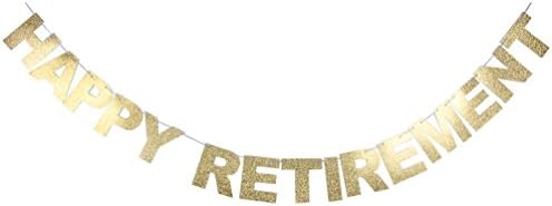 Gold Glitter Happy Retirement Banner - Gifts and Decorations Party Supplies