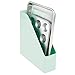 mDesign Plastic Slim Vertical File Folder Storage Organizer Bin with Handle - Hold Notebooks, Binders, Envelopes, Magazines for Home Office, Work Desktops, Ligne Collection, 2 Pack, Mint Green