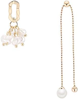 Cyjershi Earrings Asymmetric Pearl Tassel Earrings Female Long Section
