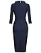 MUXXN Women's 1950s Vintage 3/4 Sleeve Elegant Collar Cocktail Evening Dress (M, Blue)