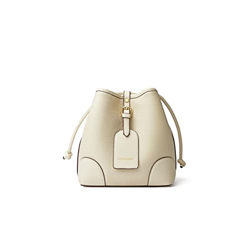 Bolso bandolera de cuero pequeño con cordón premium de 2 vías para mujer, 4 blancos