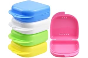 AvoDovA 5 PCS Denture Case Box, Denture Storage Box Case Oral Protective Case with Hole, Color Dental Mouthguard Container De