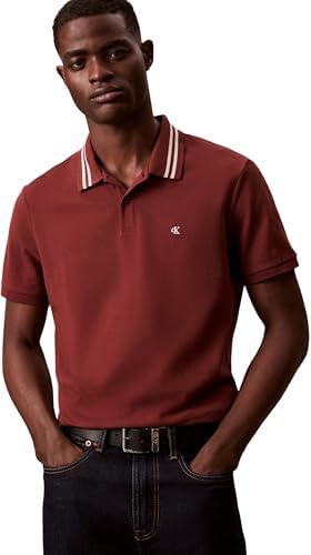 Polo de algodão com ponta piqué, Monograma de manga curta masculino, cinzento (Mocha Moment), M