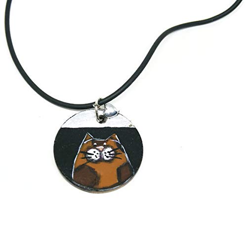 Collier Noir Avec Tête De Chat Noir Et Blanc Collier Chat