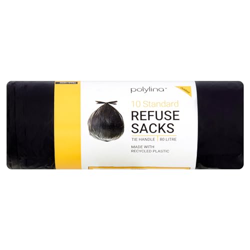 Polylina, bolsas de basura, Plástico reciclado, negro, Estándar