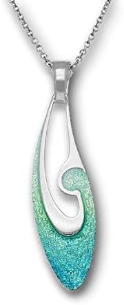 Ortak Bali Silver Pendant EP336 Tundra - Blue Green on 18 inch Chain
