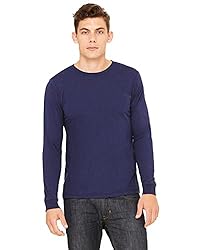 Bella Canvas Mens Jersey Long-Sleeve Tee Navy Tri