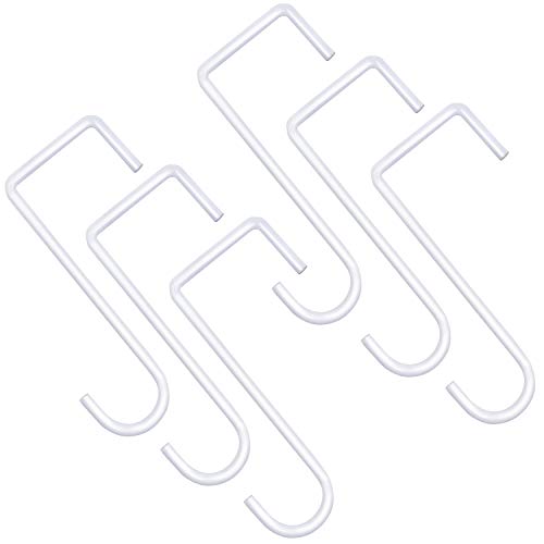 ESFUN 6 Pack 2 x 6 inch Vinyl Fence Hooks Patio Hooks White Powder Coated Steel Hangers fits Easily for Indoor & Outdoor Hanging Lights, Plants & Planters, Bird Feeder, Pool Equipment