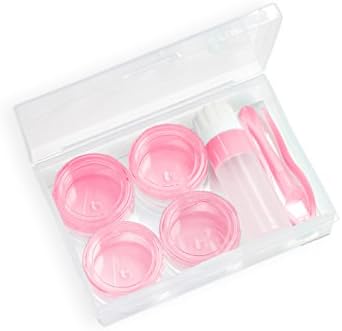 MARCHONE Pink Travel Contact Lens Case Holder Tweezer Set