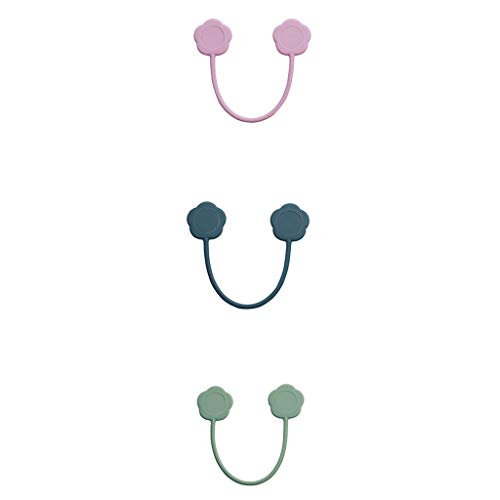 Efaster 3 Pcs Silicone Storage Strap,Strong Magnetic Twist Tiesï¼ŒSealing Clips Creative Silicone Leaves Snack Food Storage Bag Ties Closer,Tied Food Bags and Messy Wire (B (Purple+Green+Dark Green))