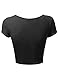 Basic Solid Scoop Neck Slim Fit Short Sleeves Crop Tops Black S