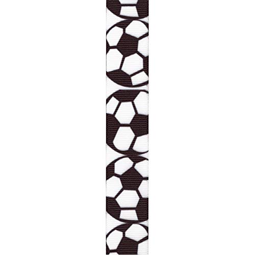image for Offray Grosgrain Sports Craft Ribbon, 7/8-Inch x 9-Feet, Soccer, Style