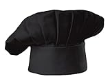 Chefskin Black Chef Hat Mushroom Style Velcro Adjustable