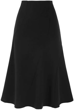 BGDK Cotton Ribbed Panel Skirt for Women - Knee Length Pleated