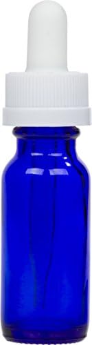 1/2 oz Cobalt Blue Boston Round Bottle w/ White Child Resistant Dropper 6 Pack